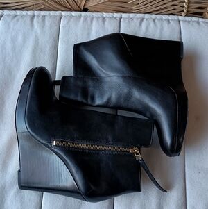 Michael Michael Kors Black Leather Wedge Ankle Boots_8